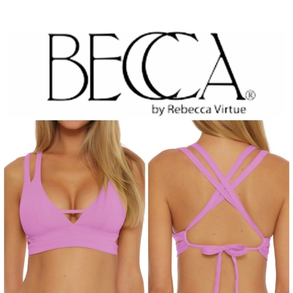 NWOT BECCA Elaine Color Code Split Strap Bikini Top - Picture 1 of 5